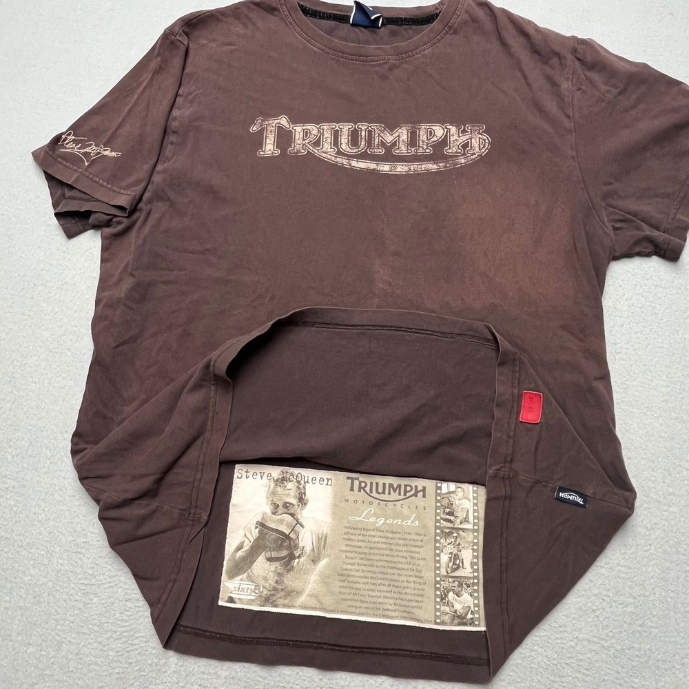 Triumph Motorcycles Steve McQueen Legends Graphic T-Shirt Brown XL‎ Mens sixty8
